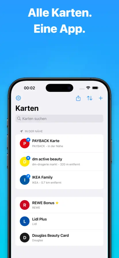 Kartenliste von Beleep mit Kundenkarten in der Nähe