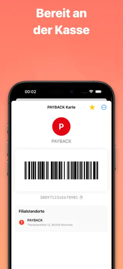 Ein Kundenkarten-Barcode bildschirmfüllend